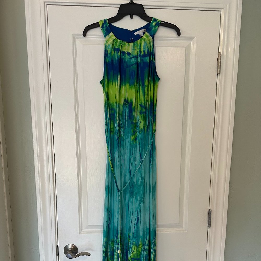 Sandra Darren Green & Blue Maxi Dress size 6